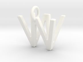 Two way letter pendant - VW WV in White Processed Versatile Plastic