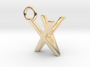 Two way letter pendant - VX XV in 14k Gold Plated Brass