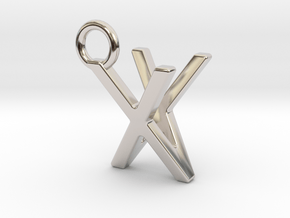 Two way letter pendant - VX XV in Rhodium Plated Brass