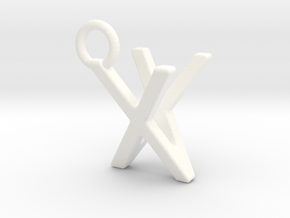 Two way letter pendant - VX XV in White Processed Versatile Plastic