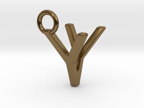 Two way letter pendant - VY YV in Polished Bronze
