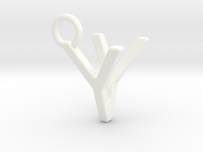 Two way letter pendant - VY YV in White Processed Versatile Plastic