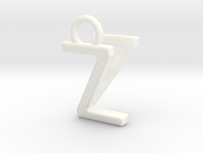 Two way letter pendant - VZ ZV in White Processed Versatile Plastic