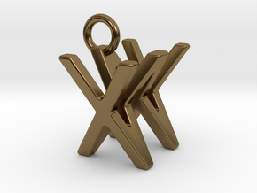 Two way letter pendant - WX XW in Polished Bronze