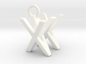 Two way letter pendant - WX XW in White Processed Versatile Plastic
