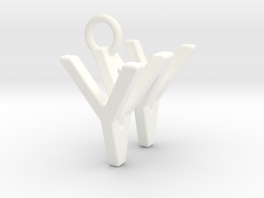 Two way letter pendant - WY YW in White Processed Versatile Plastic