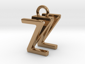 Two way letter pendant - WZ ZW in Polished Brass