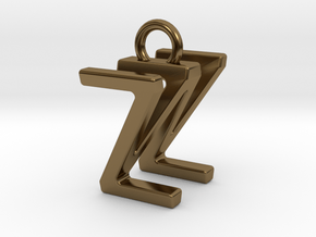 Two way letter pendant - WZ ZW in Polished Bronze