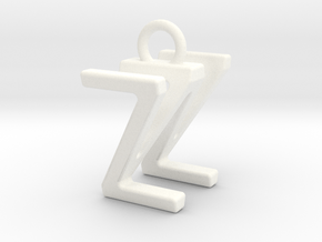 Two way letter pendant - WZ ZW in White Processed Versatile Plastic
