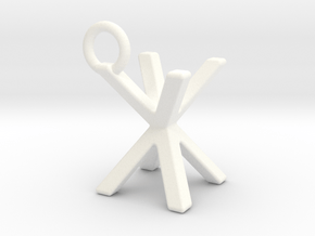 Two way letter pendant - XX X in White Processed Versatile Plastic