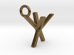 Two way letter pendant - XY YX in Polished Bronze