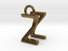 Two way letter pendant - XZ ZX in Polished Bronze