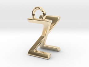 Two way letter pendant - XZ ZX in 14k Gold Plated Brass