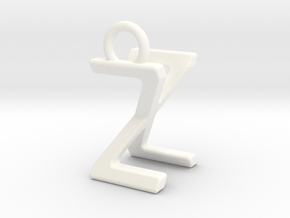 Two way letter pendant - XZ ZX in White Processed Versatile Plastic
