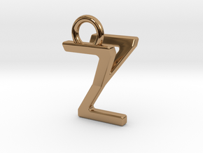 Two way letter pendant - YZ ZY in Polished Brass