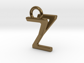 Two way letter pendant - YZ ZY in Polished Bronze