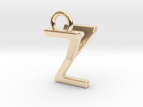 Two way letter pendant - YZ ZY in 14k Gold Plated Brass