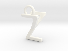 Two way letter pendant - YZ ZY in White Processed Versatile Plastic