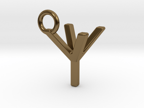 Two way letter pendant - YY Y in Polished Bronze