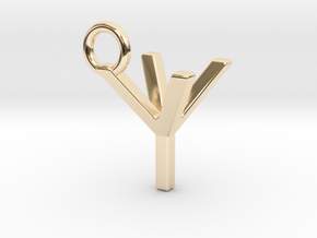 Two way letter pendant - YY Y in 14k Gold Plated Brass