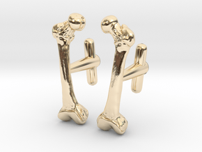 Anatomical Femur Cufflinks in 14k Gold Plated Brass