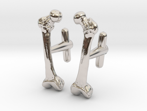 Anatomical Femur Cufflinks in Rhodium Plated Brass