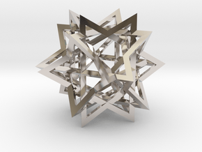 Tetrahedron 6 Compound in Rhodium Plated Brass