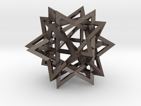 Tetrahedron 6 Compound in Polished Bronzed Silver Steel