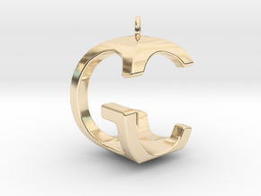 Two way letter pendant - CG GC in 14k Gold Plated Brass