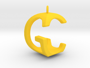 Two way letter pendant - CG GC in Yellow Processed Versatile Plastic