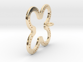 Tilted Horseshoe with luck in 14K Yellow Gold