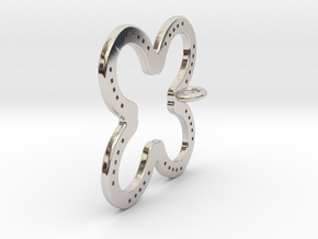 Tilted Horseshoe with luck in Platinum