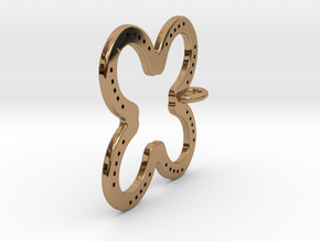 Tilted Horseshoe with luck in Polished Brass