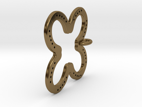Tilted Horseshoe with luck in Polished Bronze