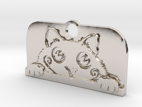 Voyeur Cat Pendant - Small in Platinum