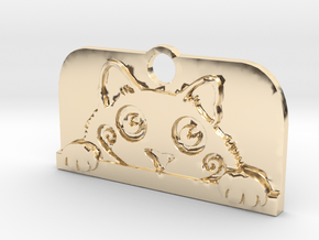 Voyeur Cat Pendant - Small in 14k Gold Plated Brass