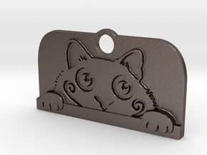 Voyeur Cat Pendant - Small in Polished Bronzed Silver Steel