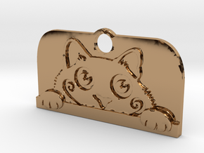 Voyeur Cat Pendant in Polished Brass