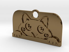 Voyeur Cat Pendant in Polished Bronze