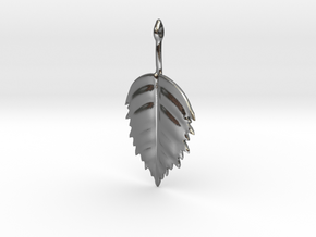 Birch Leaf Pendant in Polished Silver