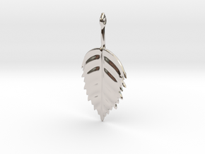 Birch Leaf Pendant in Rhodium Plated Brass