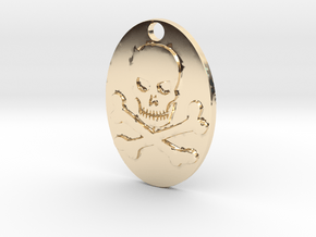 Skull and Crossbones Pendant in 14k Gold Plated Brass