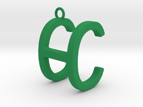 Two way letter pendant - CH HC in Green Processed Versatile Plastic