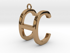 Two way letter pendant - CH HC in Polished Brass