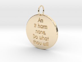 Pagan Rede (Wiccan Rede) - An it harm none pendant in 14k Gold Plated Brass