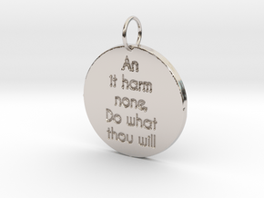 Pagan Rede (Wiccan Rede) - An it harm none pendant in Rhodium Plated Brass