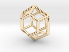 Hexagonal Diamond Pendant in 14k Gold Plated Brass