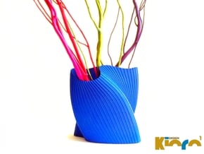 wave vase "Touch" in Blue Processed Versatile Plastic