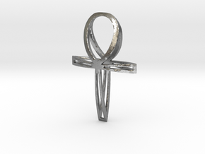 Double Ankh Pendant in Natural Silver