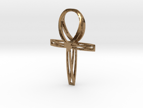 Double Ankh Pendant in Natural Brass